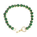 Lussuoso bracciale d'oro con pietre preziose verdi a cuore e chiusura in zirconi - Verde