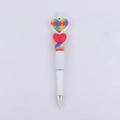 Detail of DIY beadable pen with puzzle heart charm and rainbow bead decoration - Jigsaw Puzzle