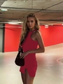 Sleeveless red mini knit dress with side slit detail shown in a casual streetwear style - S / Red