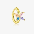 Golden S925 silver hoop earring featuring a colorful floral cluster with zircon stones - 18K Gold Colorful Flower Hoop (Single)