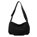 Minimalist black nylon crescent tote bag with adjustable wide shoulder strap for daily use - Black