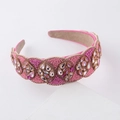 Diadema barroca rosa de cuentas con cristales morados en soporte geométrico blanco - Rojo