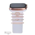 Rose gold heart diamond decorative rings for 21mm silicone watch bands set - Heart Rhinestone Style (5572578809381) / Black Sponge Packaging / No.30 Champagne