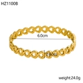 Detailed view of golden hollow heart-shaped bracelet with 6.0cm diameter and 0.8cm width - Gold Hollow Heart Style (HZ1100B)