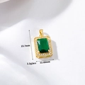 Macro shot of emerald-style pendant with dimensions 23.7mm by 12.66mm and 2.2g weight - Rectangular Deep Green Emerald Style (H-10480) / Gold
