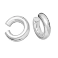 Polished silver C-shaped ear cuffs with a minimalist 18k gold plated round metal design - Silver