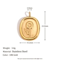 Oval sunflower pendant in 18K gold finish made of durable stainless steel - Sunflower Pendant / Gold