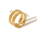 18k gold plated stainless steel double row ring with ribbed texture design and open band - Double Row Ripple (NB-R2023046)