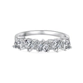 Luxurious S925 sterling silver ring with symmetrical heart shaped cubic zirconia stones - US 5 / Silver White Zirconia (DY120893)