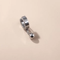 Minimalist silver stainless steel hoop earring with a polished ball pendant dangle - Small Ball