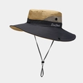Cappello da sole con visiera larga e protezione UV, design traspirante in beige e blu - M (56-58cm) / Cachi