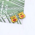 Boucles d'oreilles renne jaune pailleté avec nez rouge pour tenues de fête de Noël chic - Cerf