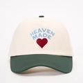 Gorra de béisbol bicolor en blanco roto y verde oscuro con bordado HEAVEN MADE - Talla única / Crema/Verde Oscuro