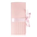 Pink PU leather makeup brush roll bag with elegant satin bow tie and stitched slots - Pink Bag