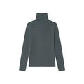 Slim fit dark grey tencel wool turtleneck knit top with long sleeves and hourglass waist - S / Charcoal Grey