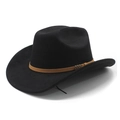 Cappello da cowboy western in pelle scamosciata nera con fascia marrone e fibbia - M(56-58cm) / Nero (Camoscio)