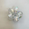Elegant transparent plumeria hair claw clip with rainbow iridescent finish for women - Approx. 8x7x4cm / Colorful Transparent