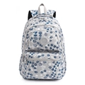 Gray Oxford backpack with blue and white circular patterns and YUESITE logo - Blue Sodalite