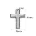 Silver vintage cross pendant 50mm height by 34mm width on professional white background - Style 4