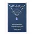 Détail du pendentif œil bleu sur chaîne argentée avec carte de message protecteur - Couleur Acier Perle Bleue (Œil Bleu-Or)