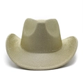 Detailed close-up of golden glitter western cowboy hat with a sparkling textured finish - M (56-58cm) / Gold