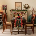 Christmas table runner with festive bell patterns and red tassels for holiday decor - Green Christmas Teacup With Green Tassels (do Not Machine Wash)