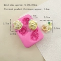 Pink silicone 4-cavity rose flower mold for fondant chocolate with size dimensions - #6832 3-Cavity Rose