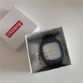 Waterproof square digital watch in black silicone with chain detail and gift box - Watch Only / Black Strap White Dial