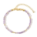 Bohemian style beaded bracelet featuring purple crystals and gold plated clasp set - Purple (B-B24071902B)