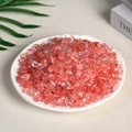 Polished bulk red and clear crystal stone chips for aromatherapy in white ceramic tray - 100g Of Artificial Watermelon Crystal (7-9mm)