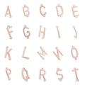 Rose gold stainless steel A-Z initial connectors with double holes on white background - 26 Letters Set / Rose Gold