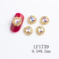 Adorno de uñas en forma de corazón dorado con piedra AB y brillantes, de 9,5x9,5mm - Estilo de Corazón AB (1739)