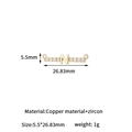 Gold letter N charm in copper and zircon for DIY jewelry making with measurements - 14K Gold N