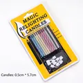 Colorful magic relighting spiral candles with holders for birthday cake decoration - Relighting Magic Trick Candles / 1 Set/Box / Colorful/Metallic