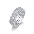 Elegant S925 silver wide band ring featuring five rows of micro-paved sparkling moissanite - Pave Row Drill Style (R13798)