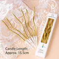 6-piece set of 15.5cm golden spiral wavy birthday candles with holders for cake decor - Gold Curve Spiral Candle 6Pcs
