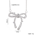 Collana con ciondolo a fiocco d'argento con zirconi e catena regolabile 40 più 5cm - Stile Fiocco Argento (891)
