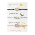 Handmade woven sun moon and star friendship bracelets set with adjustable wax cord straps - Sun Moon Star Multi-color