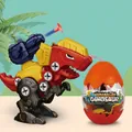DIY red and yellow Dilophosaurus assembly toy with launcher and orange dinosaur egg - Dilophosaurus (Egg Shell)