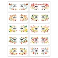 Set of 10 Christmas temporary eye tattoo stickers featuring Santa, elk, and holiday motifs - Colored Christmas Eye Corner Stickers Series A
