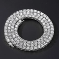 Detailed close-up of triple-row silver tennis chain with sparkling crystal zircons - Silver White 5mm