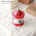 Christmas carousel ornament in red and white glitter finish, size 11x9cm for holiday decor - Carousel (ZXC-22016)