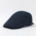 Classic dark blue twill cotton newsboy cap for adults featuring a side metal buckle - Navy Blue