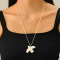 Collier avec pendentif colombe blanche artistique sur fine chaîne de cordelette - Collier Pendentif Oiseau (0987)
