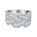 French style S925 sterling silver twist ring with brilliant cubic zirconia inlays - US 5 / Silver Color (DY120878)