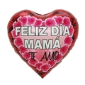 Heart-shaped foil balloon with roses and Feliz Día Mamá Te Amo Spanish text - 18 Inch Rose Border Heart Happy Holiday I Love You (TX085)