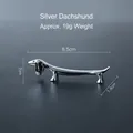 Polished silver dachshund dog metal chopstick rest with size and weight dimensions - Silver Dachshund
