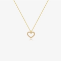 Minimalist S925 sterling silver heart necklace in gold finish with pink cubic zirconia - 925 Silver / Champagne Stone