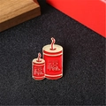 Set of two red and gold firecracker enamel pins with Fu character for luck - Red Fu Firecracker (40153)