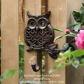 Vintage iron owl wall hook in rustic brown finish for coats and hats on wood panel - Fat Owl - Single Hook
